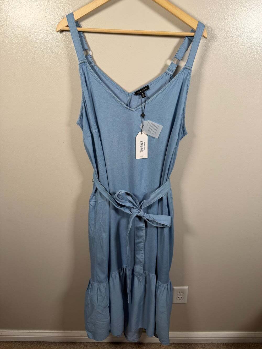 Universal Standard Perfect Chambray Flutter Maxi Dress Size Medium 18/20 Tencel